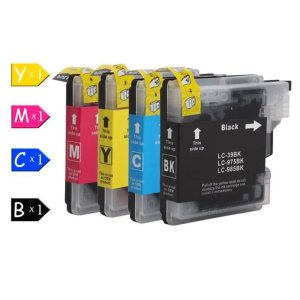 PROMOCJA --> TUSZ , TUSZE , KOMPLET , ZESTAW TUSZY (3 x KOLOROWE + 1 x CZARNY) DO DRUKAREK BROTHER DCP-J265W / DCP-J140W / DCP-J125 / DCP-J315W / DCP-J415W / DCP-J220 / DCP-J410 / DCP-J515W