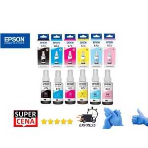 PROMOCJA --> ZESTAW / KOMPLET NOWYCH ORYGINALNYCH TUSZY , TUSZE EPSON 673 DO DRUKAREK EPSON L1800 / L800 , ECOTANK L805 L810 L850 - BLACK + CYAN + MAGENTA + YELLOW + LIGHT CYAN + LIGHT MAGENTA