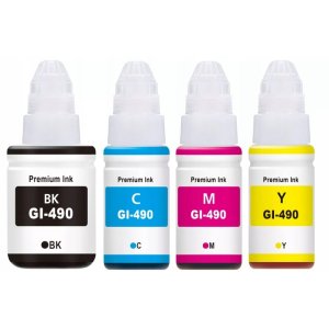 WYSYŁKA EXPRESS -> GI-490 , GI490 - PREMIUM TUSZE , ATRAMENTY , KOMPLET TUSZY DO DRUKAREK CANON PIXMA G1400 G1410 G1411 G2400 G2410 G2411 G2415 G3400 G3410 G3411 G3415 G4400 G4410 G4411 - CMYK