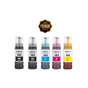 WYSYŁKA EXPRESS > TUSZE DO EPSON 103 KOMPLET / ZESTAW 5 TUSZY PREMIUM DO DRUKAREK EPSON L1110 L1210 L1250 L3100 L3110 L3150 L3151 L3156 L3160 L3210 L3250 L3251 L3260 L3266 L3550 L3660 L5190 L5290 