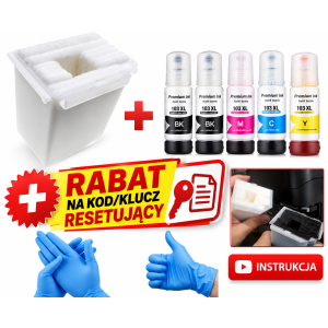POJEMNIK NA TUSZ + KOMPLET TUSZY 103 DO EPSON L1110 L3100 L3110 L3111 L3150 L3151 L3160 L3165 L3166 L3200 L3201 L3203 L3205 L3206 L3207 L3208 L3209 L3210 L3211 L3215 L3216 L3217 L3218 L3219 L3250 .. 