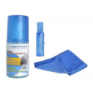 ZESTAW CZYSZCZĄCY (PŁYN 200 ml. +  MIĘKKA ŚCIERECZKA + MIĘKKA SZCZOTECZKA) DO CZYSZCZENIA MONITORÓW / KLAWIATUR / DRUKAREK i innego sprzętu