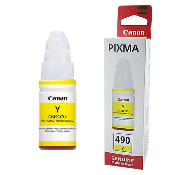GI-490 , GI490 , 0666C001 - NOWY ORYGINALNY TUSZ ŻÓŁTY , ATRAMENT DO DRUKAREK CANON PIXMA G1400 G1410 G1411 G2400 G2410 G2411 G2415 G3400 G3410 G3411 G3415 G4400 G4410 G4411 - YELLOW 70 ml.